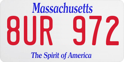 MA license plate 8UR972