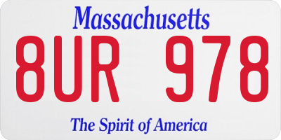 MA license plate 8UR978