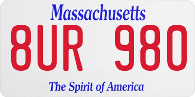 MA license plate 8UR980