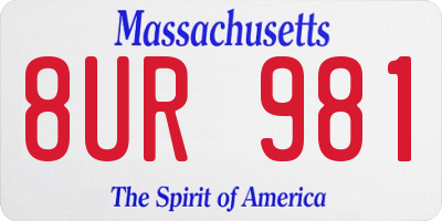 MA license plate 8UR981