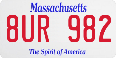 MA license plate 8UR982