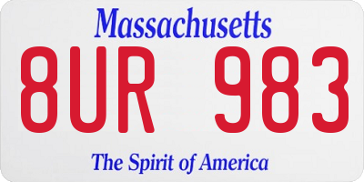 MA license plate 8UR983