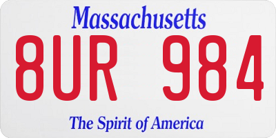MA license plate 8UR984