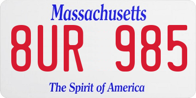 MA license plate 8UR985