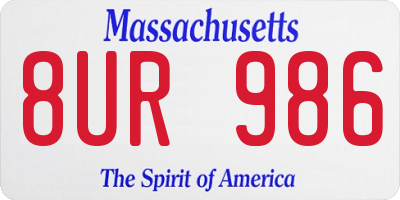 MA license plate 8UR986
