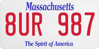 MA license plate 8UR987