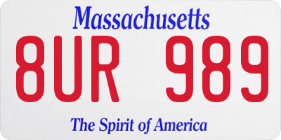 MA license plate 8UR989