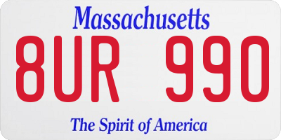 MA license plate 8UR990