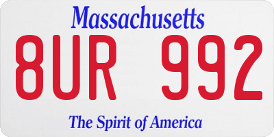 MA license plate 8UR992