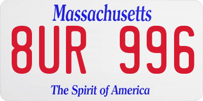 MA license plate 8UR996