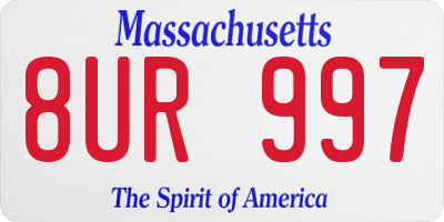 MA license plate 8UR997