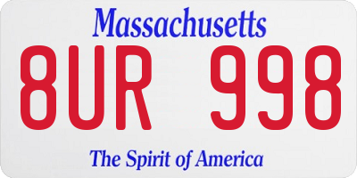 MA license plate 8UR998