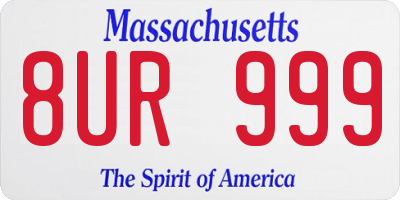MA license plate 8UR999