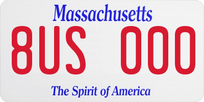 MA license plate 8US000