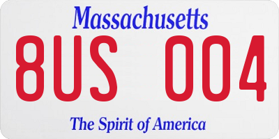 MA license plate 8US004