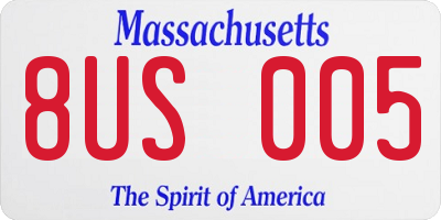 MA license plate 8US005