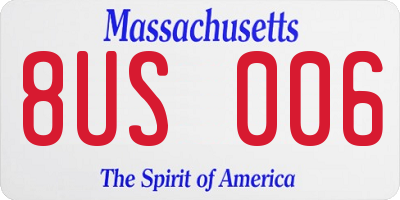 MA license plate 8US006
