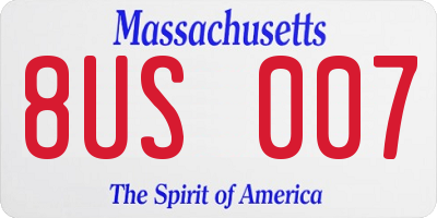 MA license plate 8US007