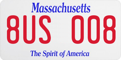 MA license plate 8US008