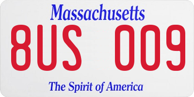 MA license plate 8US009