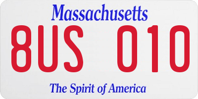 MA license plate 8US010