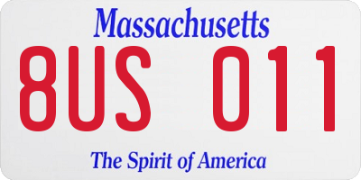 MA license plate 8US011