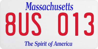 MA license plate 8US013