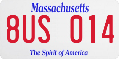 MA license plate 8US014