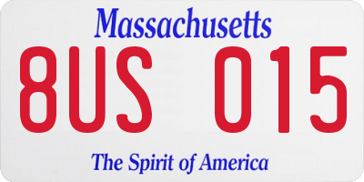 MA license plate 8US015