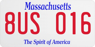 MA license plate 8US016