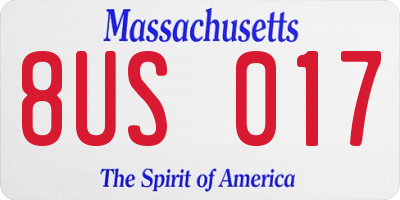 MA license plate 8US017