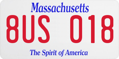 MA license plate 8US018