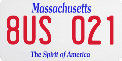 MA license plate 8US021