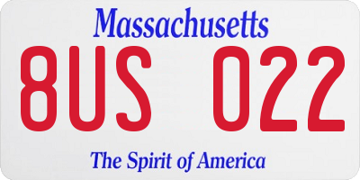 MA license plate 8US022