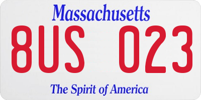MA license plate 8US023