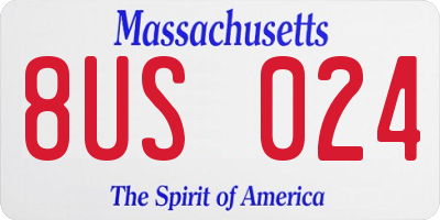 MA license plate 8US024