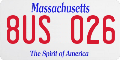 MA license plate 8US026