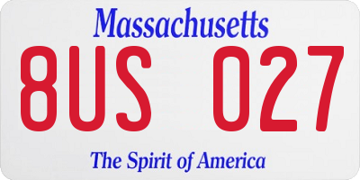 MA license plate 8US027