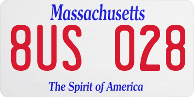 MA license plate 8US028