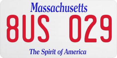 MA license plate 8US029