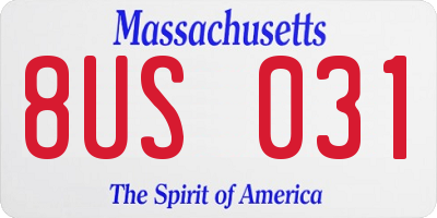 MA license plate 8US031