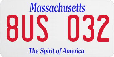 MA license plate 8US032