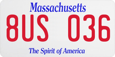 MA license plate 8US036