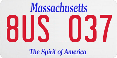 MA license plate 8US037