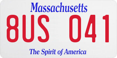 MA license plate 8US041