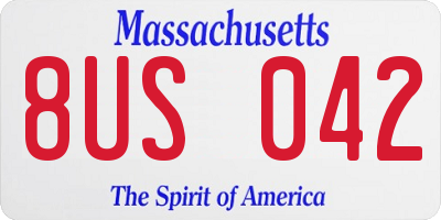 MA license plate 8US042