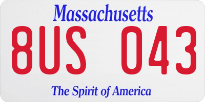 MA license plate 8US043
