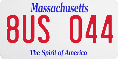 MA license plate 8US044