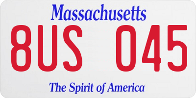 MA license plate 8US045