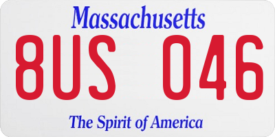 MA license plate 8US046